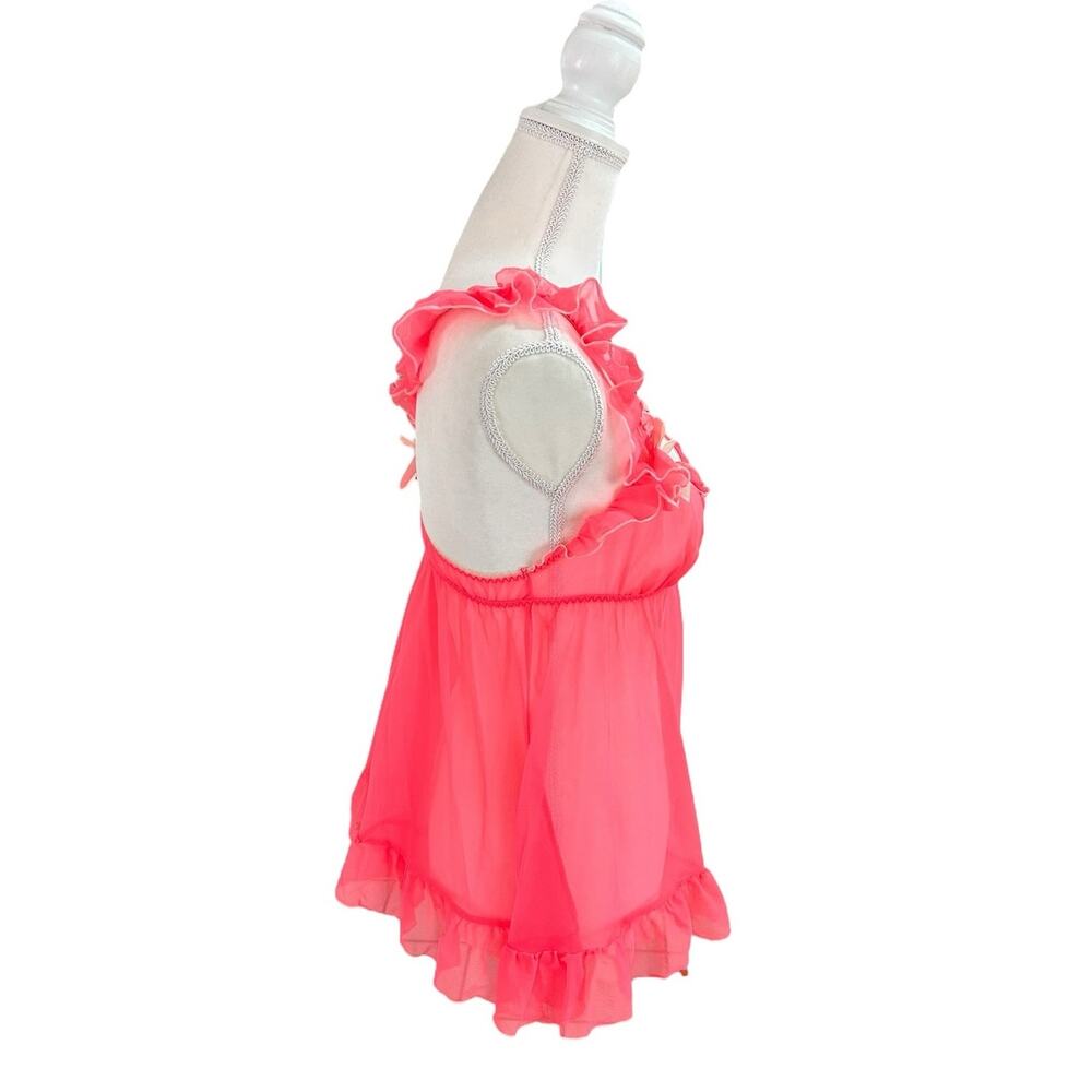Victorias Secret Y2K Pink Ruffle Lingerie Babydoll Slip Top Size Medium Coquette - Picture 6 of 12